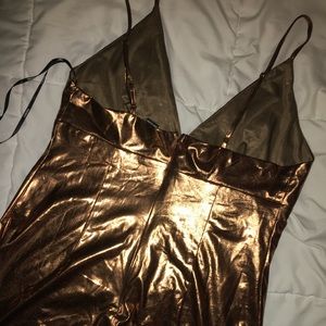shiny bronze party dress